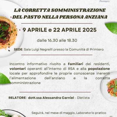 LA CORRETTA SOMMINISTRAZIONE DEL PASTO NELLA PERSONA ANZIANA