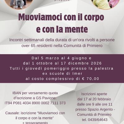 "Muoviamoci con il corpo e con la mente" iniziativa promossa da GS Pavione 