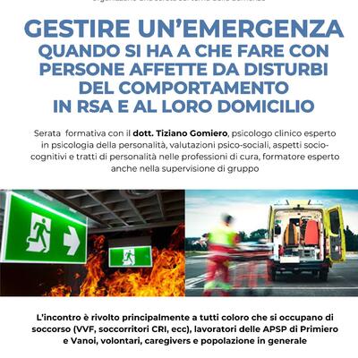 Gestire un'emergenza - serata formativa sul tema delle demenze