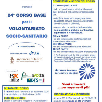 CORSO DI BASE PER IL VOLONTARIATO SOCIO SANITARIO