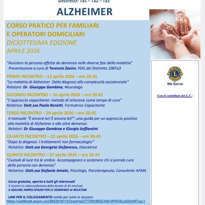 ALZHEIMER - CORSO PRATICO PER FAMILIARI E OPERATORI DOMICILIARI