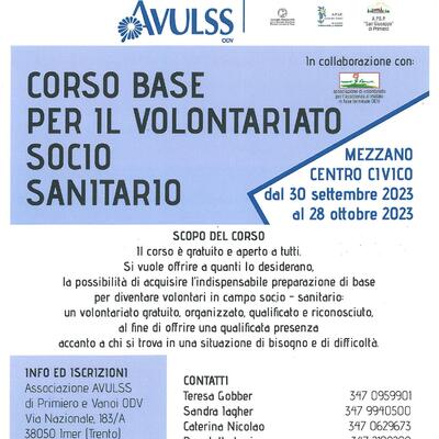 Corso Base per il Volontario Socio Sanitario